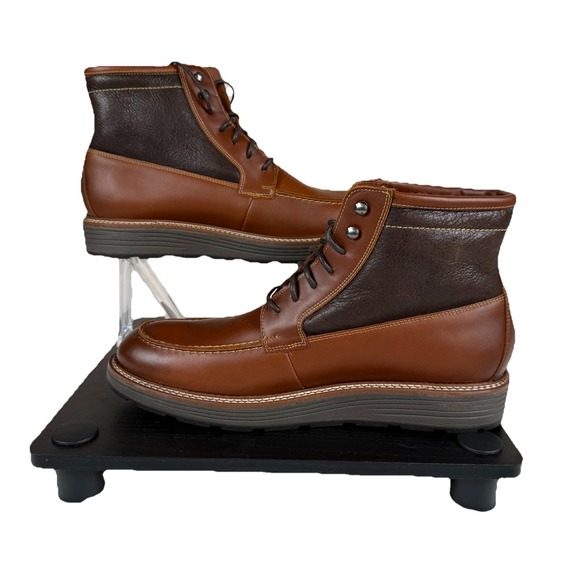 Johnston Murphy Upton Lug Shearling Moc Toe Dark Tan Waterproof Boot Men's 10.5 - Picture 2 of 9